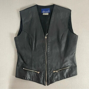 VTG She Said Biker Grunge Punk Genuine Leather Full Zip Vest